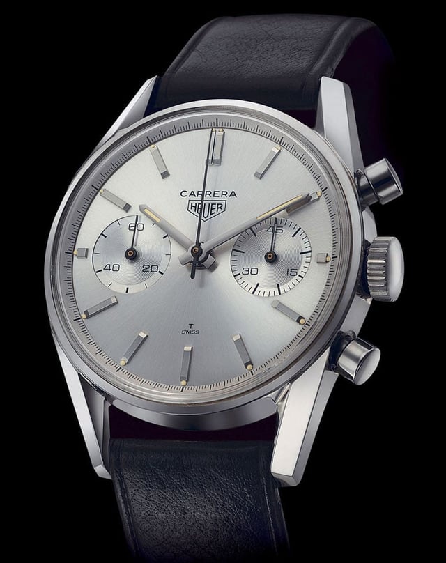TAG Heuer Carrera von 1963 mit silberfarbenem Zifferblatt