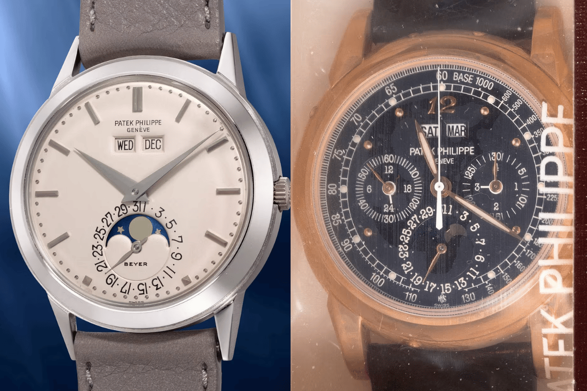 Aufnahmen der Patek Philippe Ref. 3448 „Tokyo White“ und Ref. 5970R