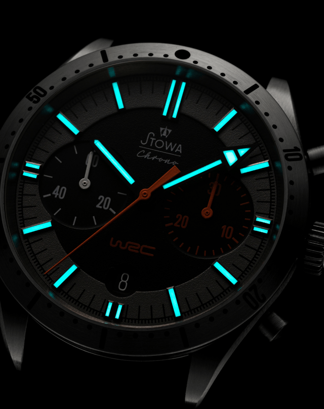 Stowa – Chrono WRC Stage 1, Automatikchronograph aus Edelstahl mit schwarzem Zifferblatt
