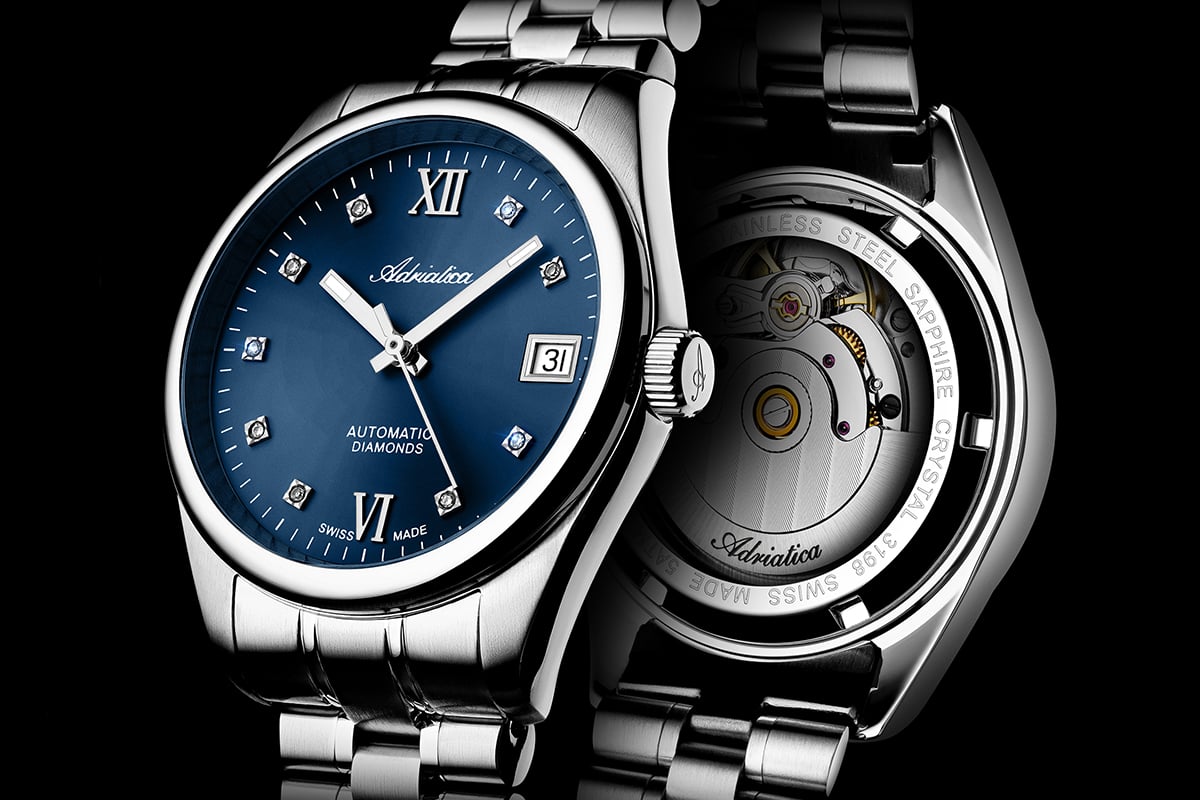 Adriatica 3198.5185D, Automatikuhr aus Edelstahl mit blauem Zifferblatt