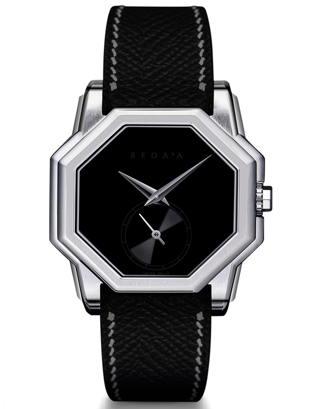 Beda’a – Angles Mecaline, elegante Handaufzugsuhr mit eckigem Gehäuse aus Edelstahl und Lederband
