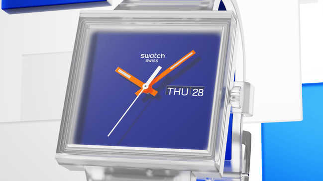 Front der blauen Swatch What if...Jelly?