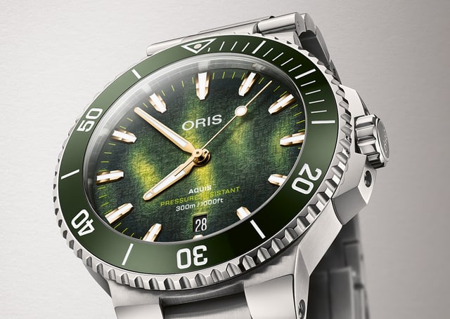 Oris Kelp Forest Limited Edition, Close-up grünes Zifferblatt