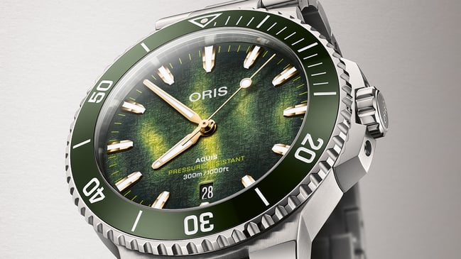 Oris Kelp Forest Limited Edition, Close-up grünes Zifferblatt