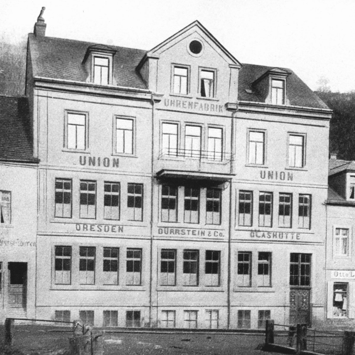 Das historische Firmengebäude von Union in Glashütte