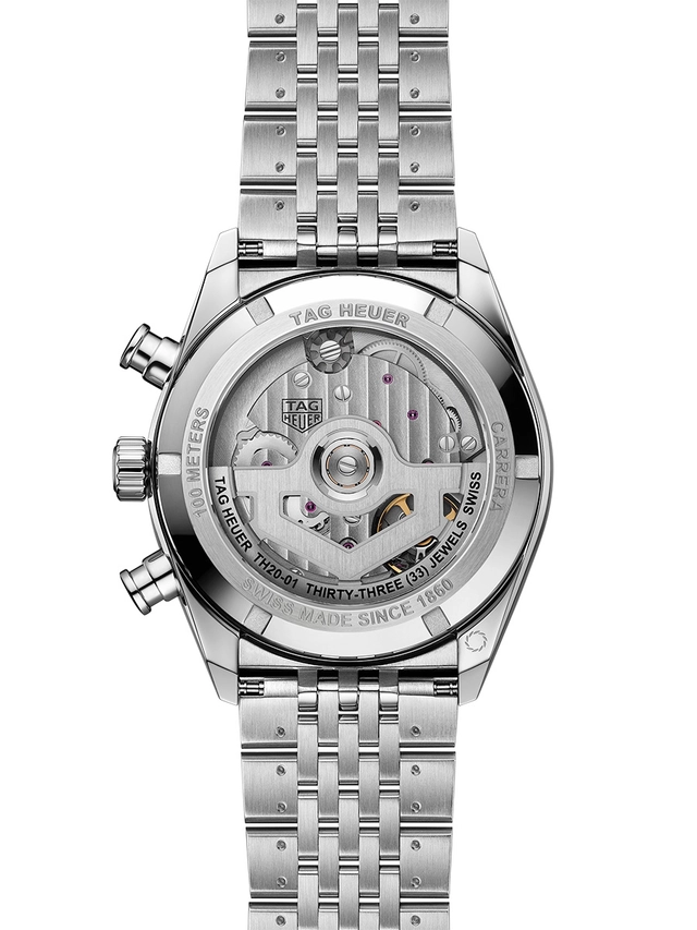 TAG Heuer: Carrera Chronograph 41mm, Gehäuseboden mit Kaliber TH20-01 