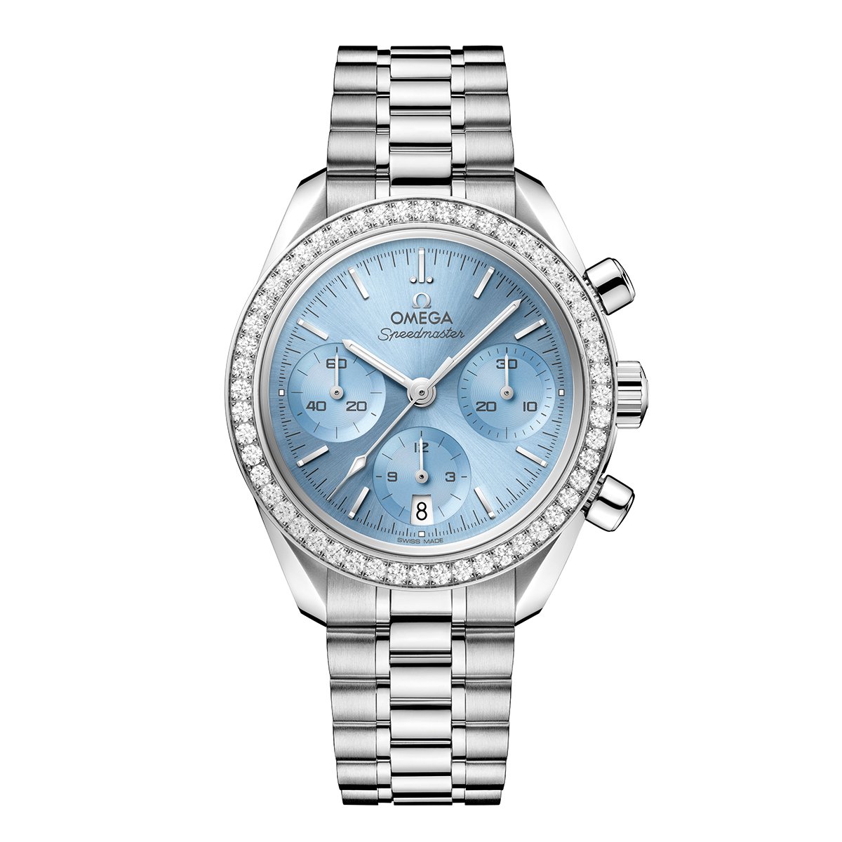 Omega Speedmaster 38, 38 mm, Stahl mit Stahlarmband, Referenz 324.15.38.50.03.001, 11.900 Euro