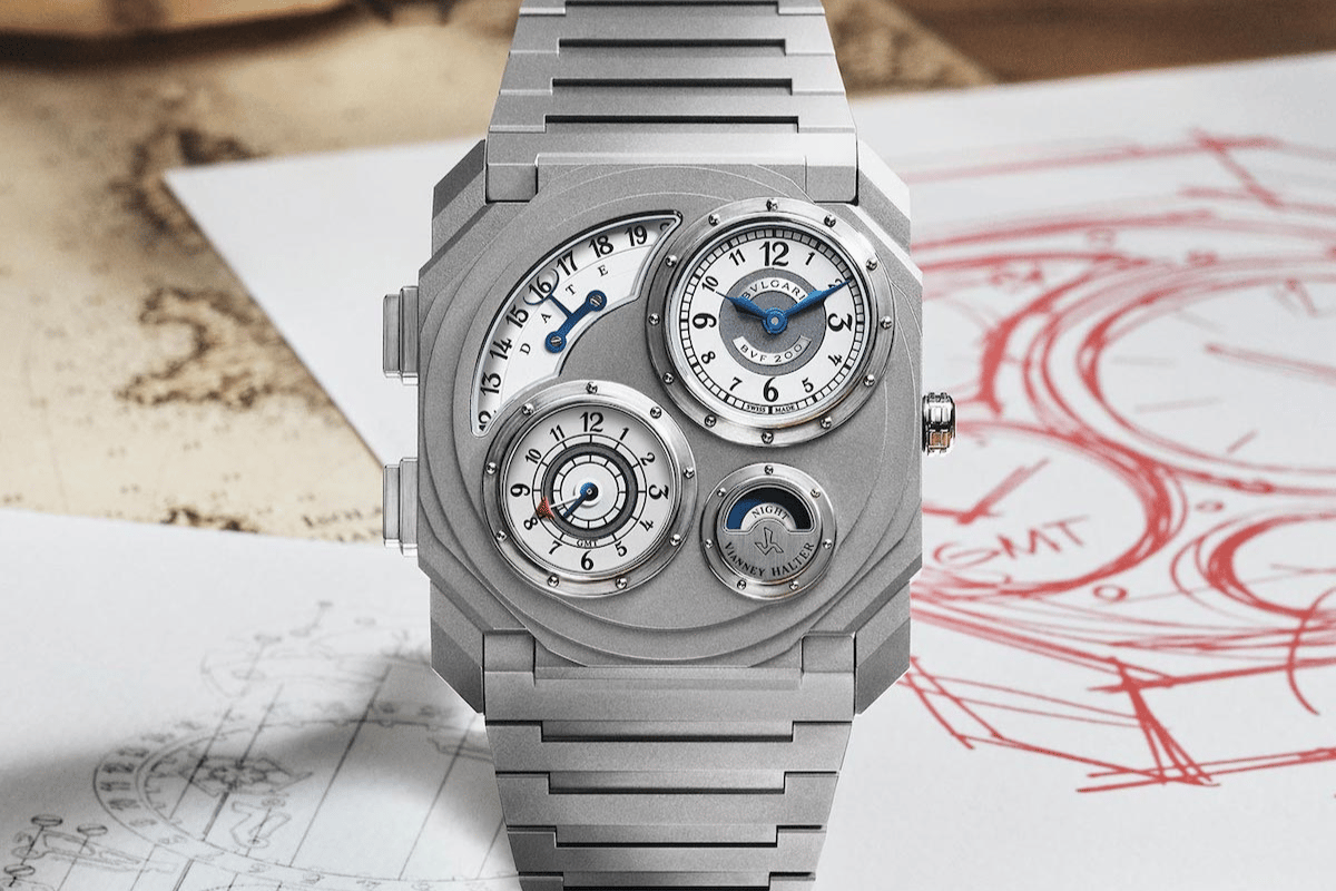 Front der Bulgari Octo Finissimo Dual Time x Vianney Halter