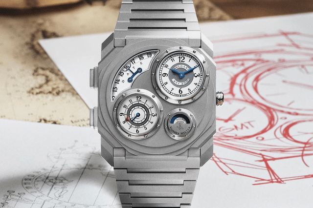 Front der Bulgari Octo Finissimo Dual Time x Vianney Halter