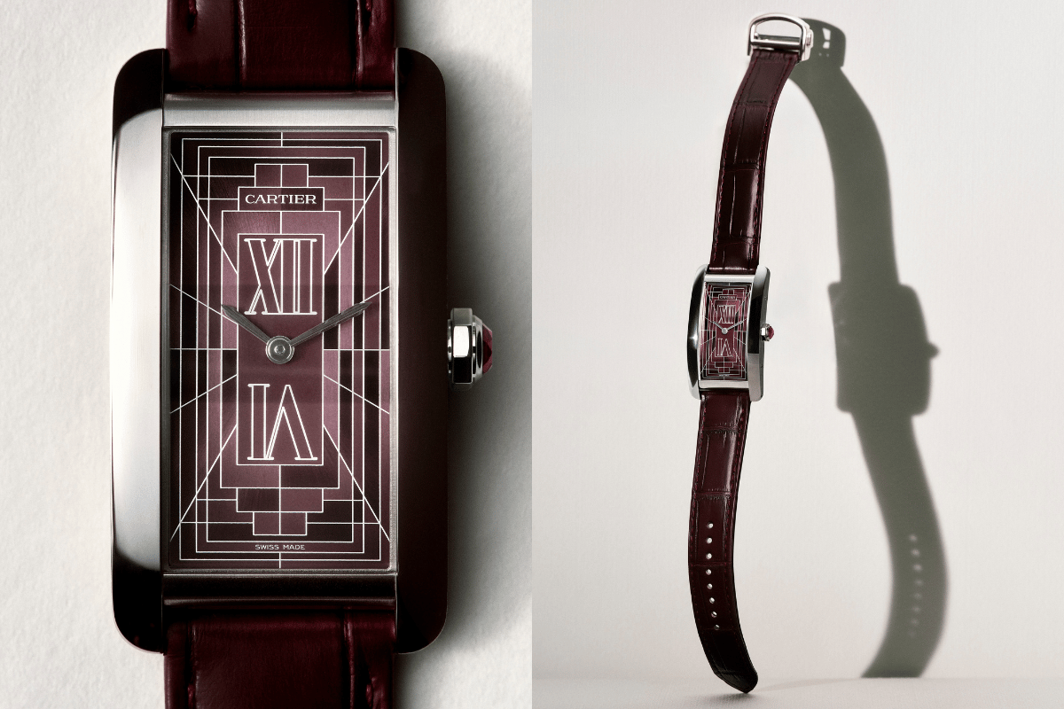 Front, Nahaufnahme und Gesamtansicht der Cartier Tank Américaine Art Déco.png