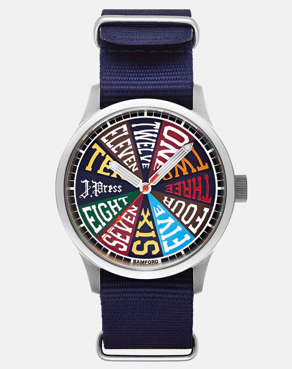 J. Press x Bamford London – B80 Watch, ausgefallene Automatikuhr mit buntem Zifferblatt