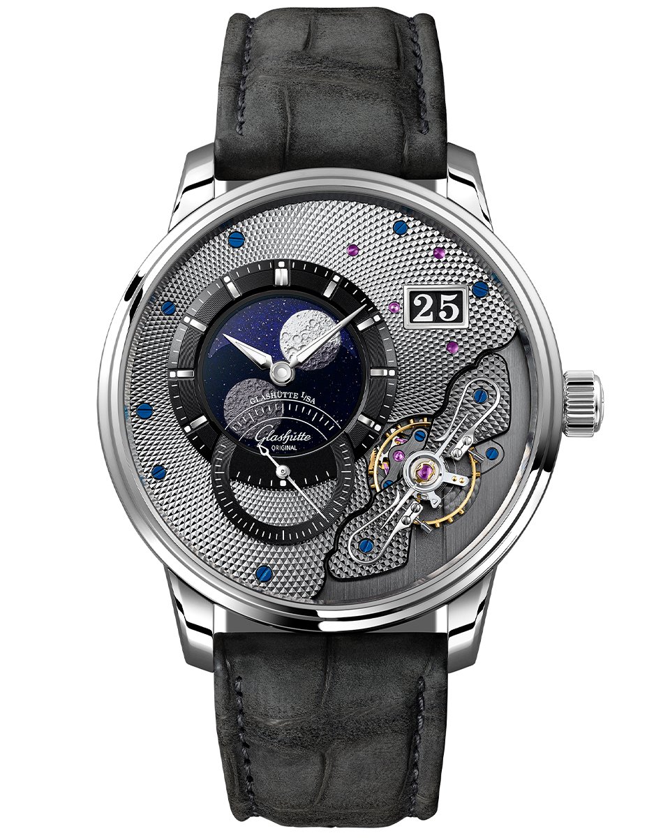 Glashütte Original PanoLunarInverse, Luxusuhr mit Mondphase und offener Unruh