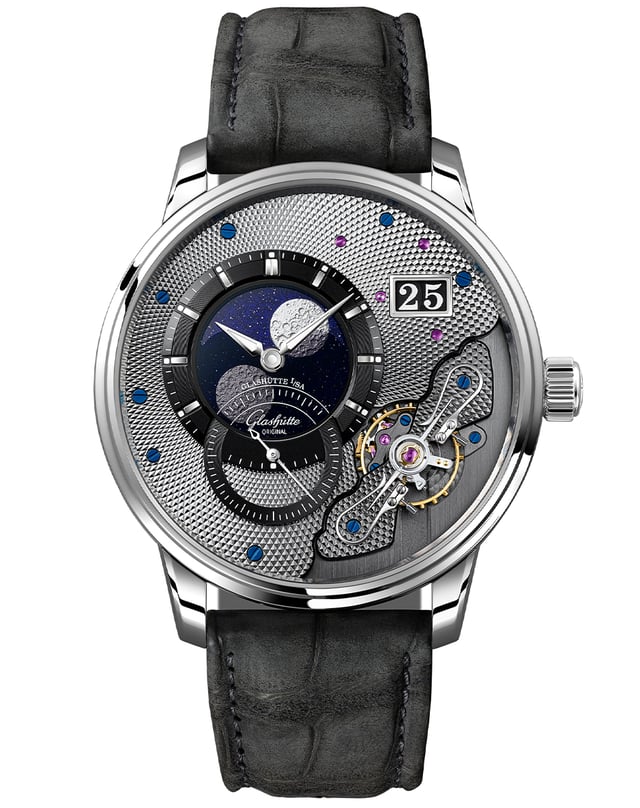 Glashütte Original PanoLunarInverse, Luxusuhr mit Mondphase und offener Unruh
