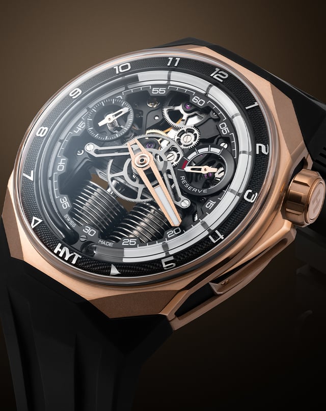 HYT – S1 5N Gold Titanium Limited Edition „Fally Ipupa“, Haute Horlogerie-Uhr mit Goldgehäuse