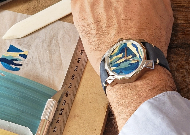 Schaefer & Companions – Solune Grand Art Antarctica Straw Marquetry, Automatikuhr mit kunstvollem Zifferblatt