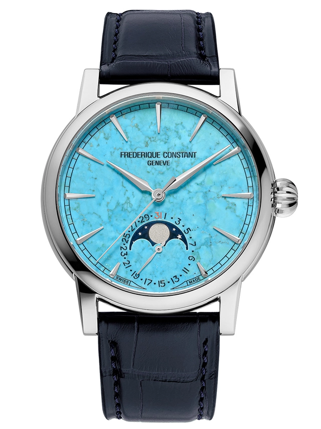 Frederique Constant Elements Classic Moonphase Date Manufacture mit Zifferblatt in Türkis