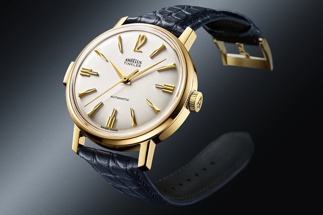 Angelus – Tinkler 1958, historisch inspirierte Spezialuhr mit Automatikwerk und hellem Zifferblatt