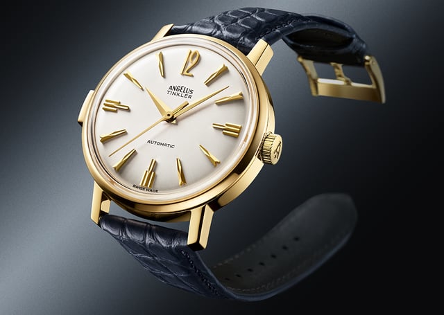 Angelus – Tinkler 1958, historisch inspirierte Spezialuhr mit Automatikwerk und hellem Zifferblatt
