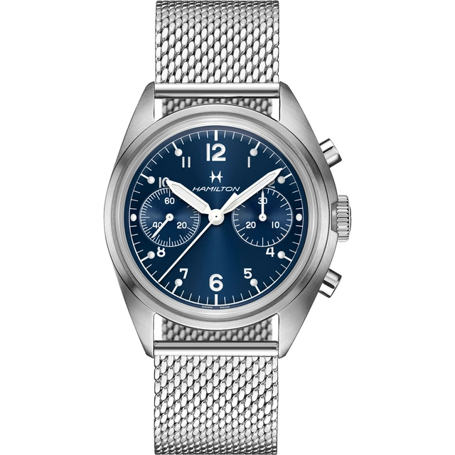 Hamilton: Khaki Aviation Pilot Pioneer Chronograph mit Meshband