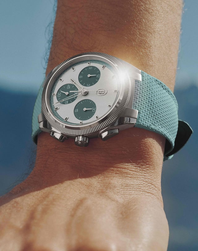 Parmigiani: Tonda PF Sport Chronograph Steel Silver Verzasca Wristshot