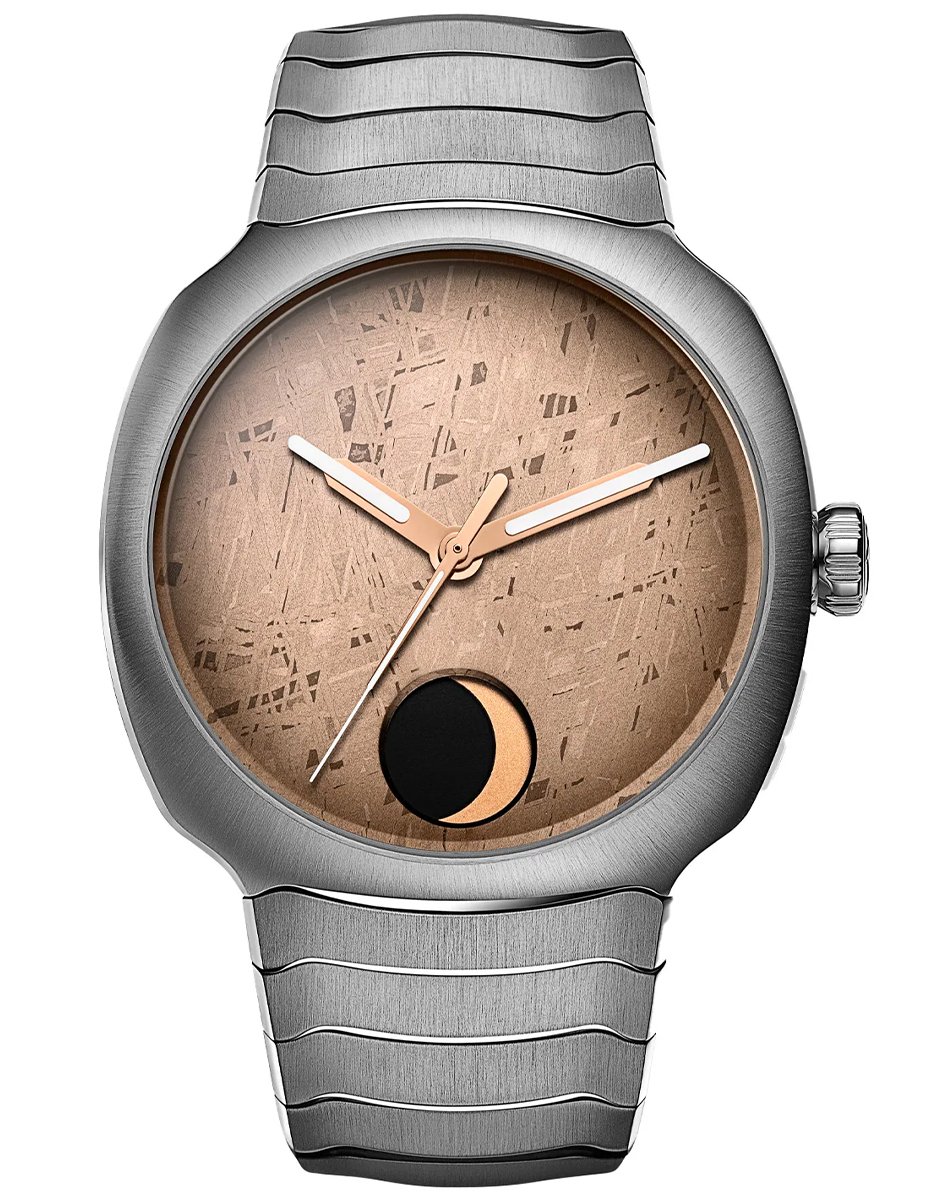H. Moser & Cie Streamliner Perpetual Moon Concept Meteorite, Uhr aus Edelstahl mit Manufakturkaliber und Meteorit-Zifferblatt