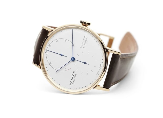 Nomos: Lambda 39 in Roségold mit gebläuten Zeigern