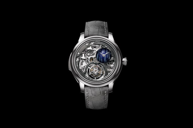 Frontansicht der H. Moser Endeavour Minute Repeater Cylindrical Tourbillon Skeleton Cosmic Rain