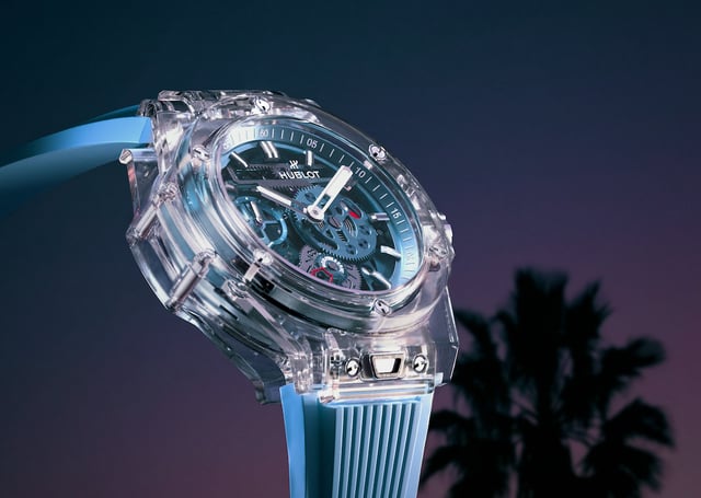 nahaufnahme, seite der Hublot Big Bang Sapphire Sky Blue 