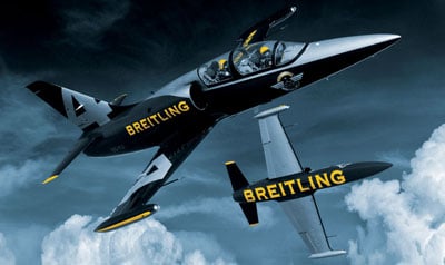 Der Markenschriftzug auf den Maschinen des Breitling-Jet-Teams
