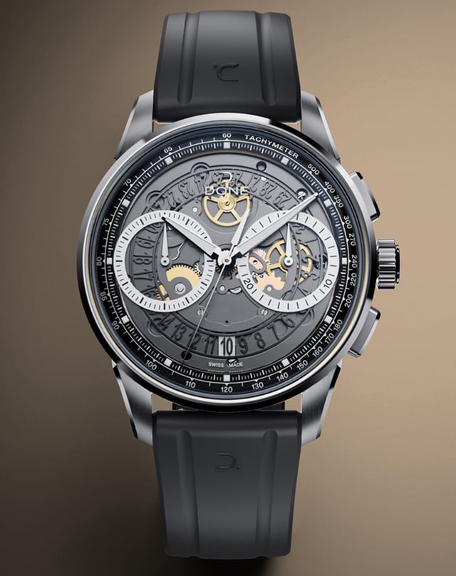 Done Mechanica Chrono „Nine in Ten“, skelettierte Uhr mit mechanischem Werk