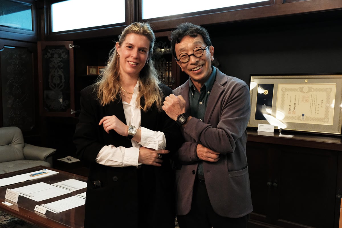 Daniela Pusch, Head of Editorial WatchTime Germany und Kikuo Ibe, Maschinenbau-Ingenieur und G-Shock Erfinder im Interview in Tokio