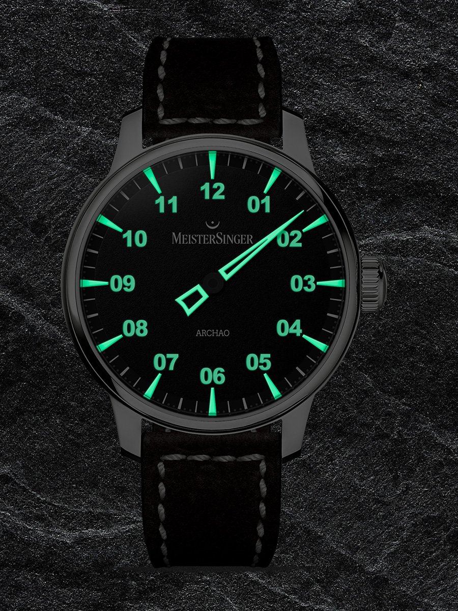 Meistersinger Archao Edelstahl, ref. AR902, Nachtaufnahme