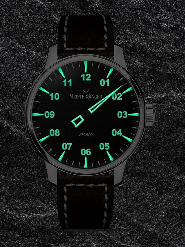 Meistersinger Archao Edelstahl, ref. AR902, Nachtaufnahme