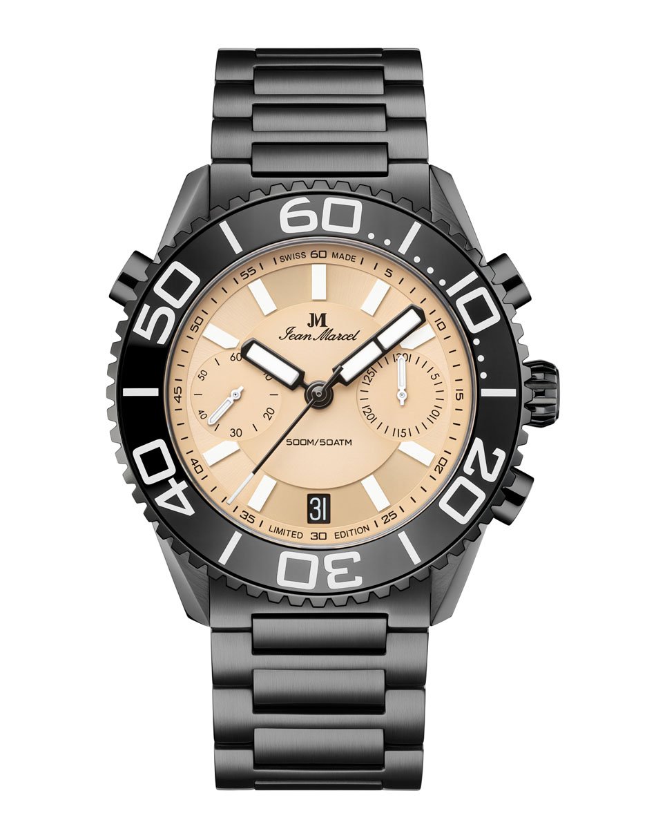 Jean Marcel: Maris Ti500 Desert Beach in DLC-beschichtetem Titan mit DLC-beschichtetem Titanband