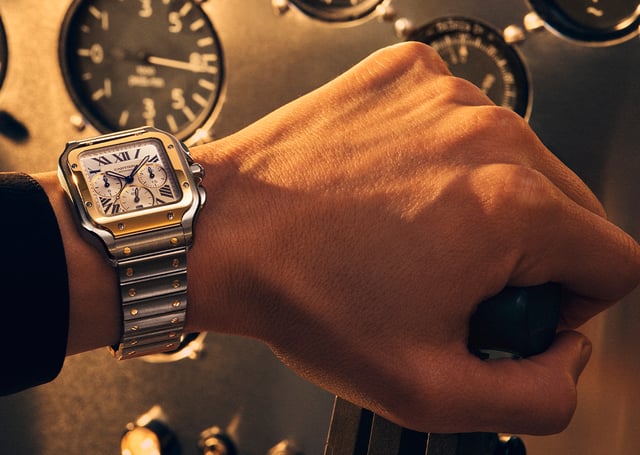 Cartier Santos Chronograph mit integriertem Band