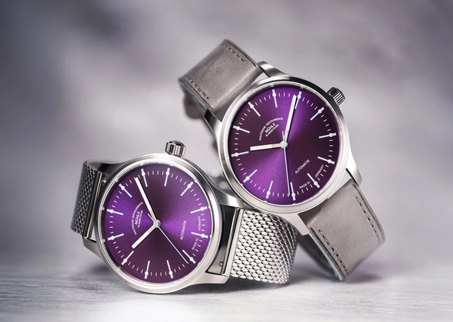 Mühle-Glashütte: Panova Violett mit Metall- und Lederband