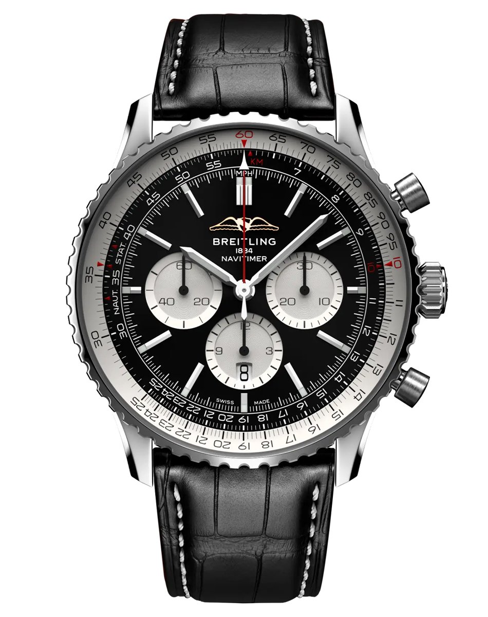 Breitling – Navitimer, mechanischer Chronograph mit Lederband