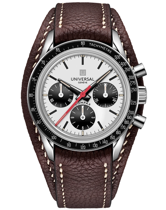 Universal Genève – Tribute to Compax, Rennstreckenuhr mit Handaufzugskaliber und Chronograph