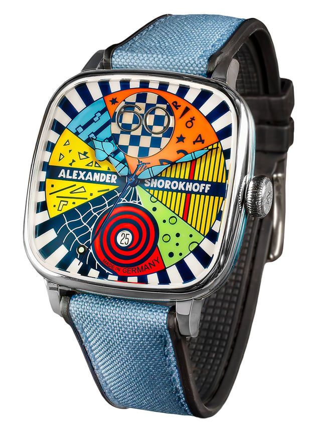 Alexander Shorokhoff Kandy Avantgarde Blue, Frontansicht Uhr