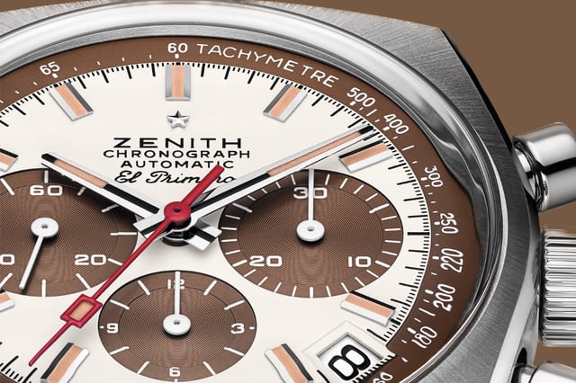 Nahaufnahme, Zifferblatt der Zenith Chronomaster Revival A384 Tropical