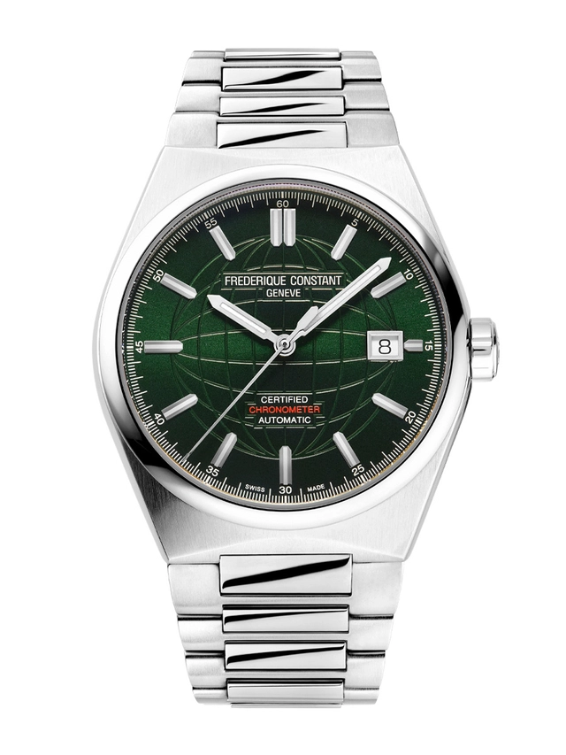 Frederique Constant: Highlife Bavaria COSC Automatik Special Edition, Front mit Metallband