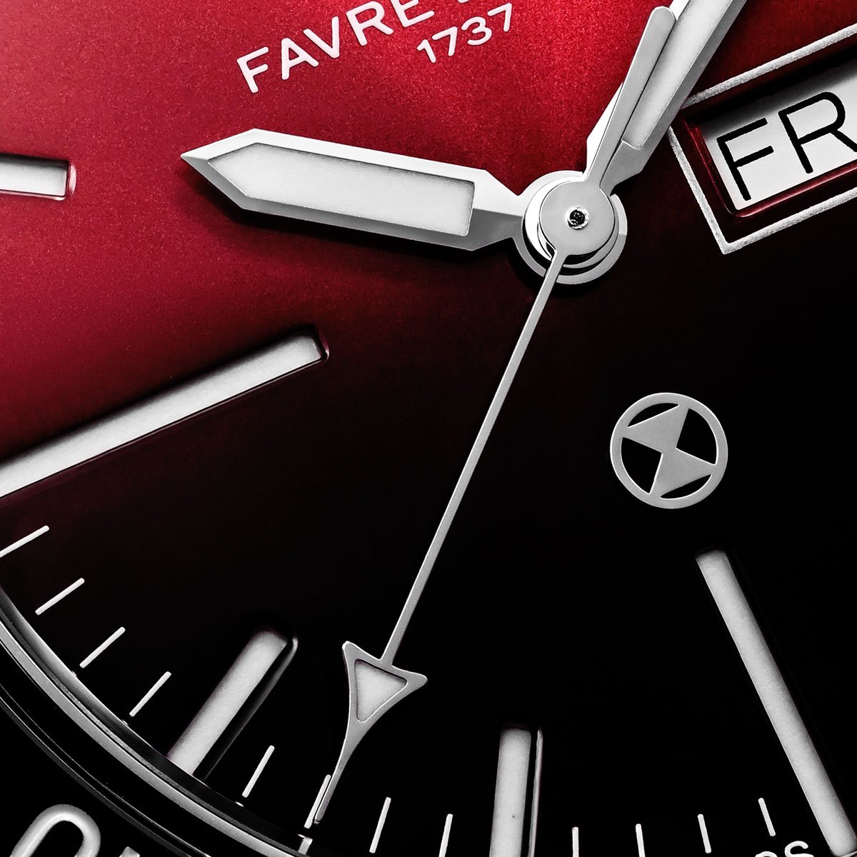 Favre-Leuba-Deep-Raider-Day-Date-Burgundy-Close-up