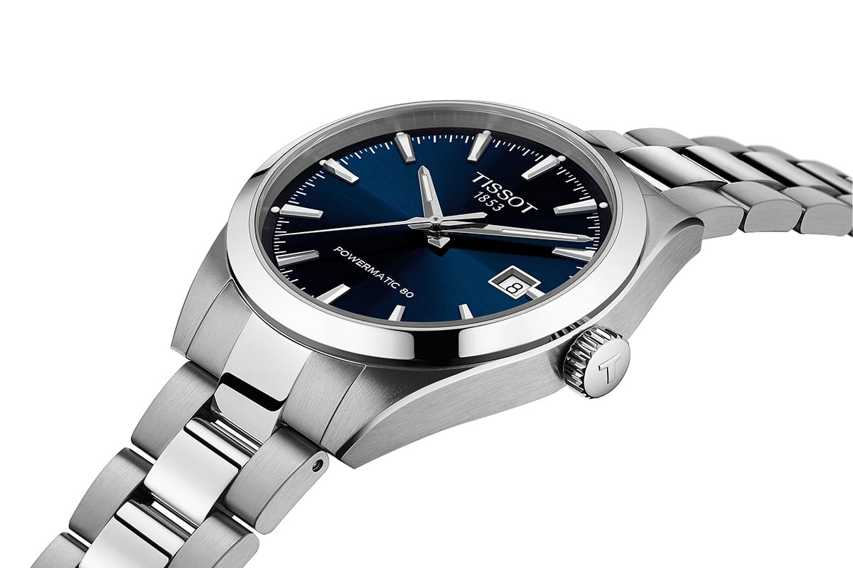 Tissot Gentleman 38mm, Ref. T165.807.11.041.00, blaues Zifferblatt, Seitenprofil
