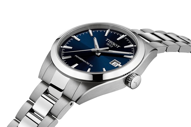 Tissot Gentleman 38mm, Ref. T165.807.11.041.00, blaues Zifferblatt, Seitenprofil