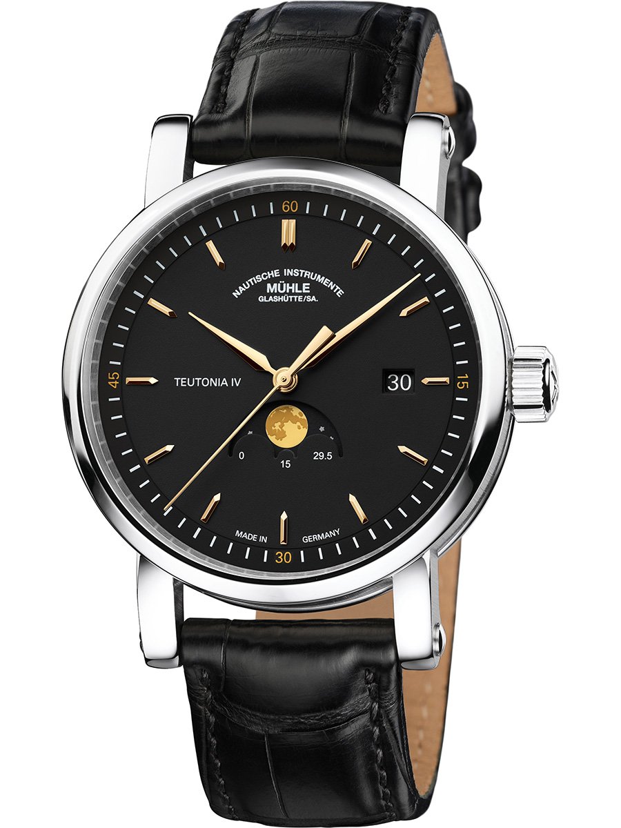 Mühle-Glashütte: Teutonia IV Mondphase, Frontansicht Uhr