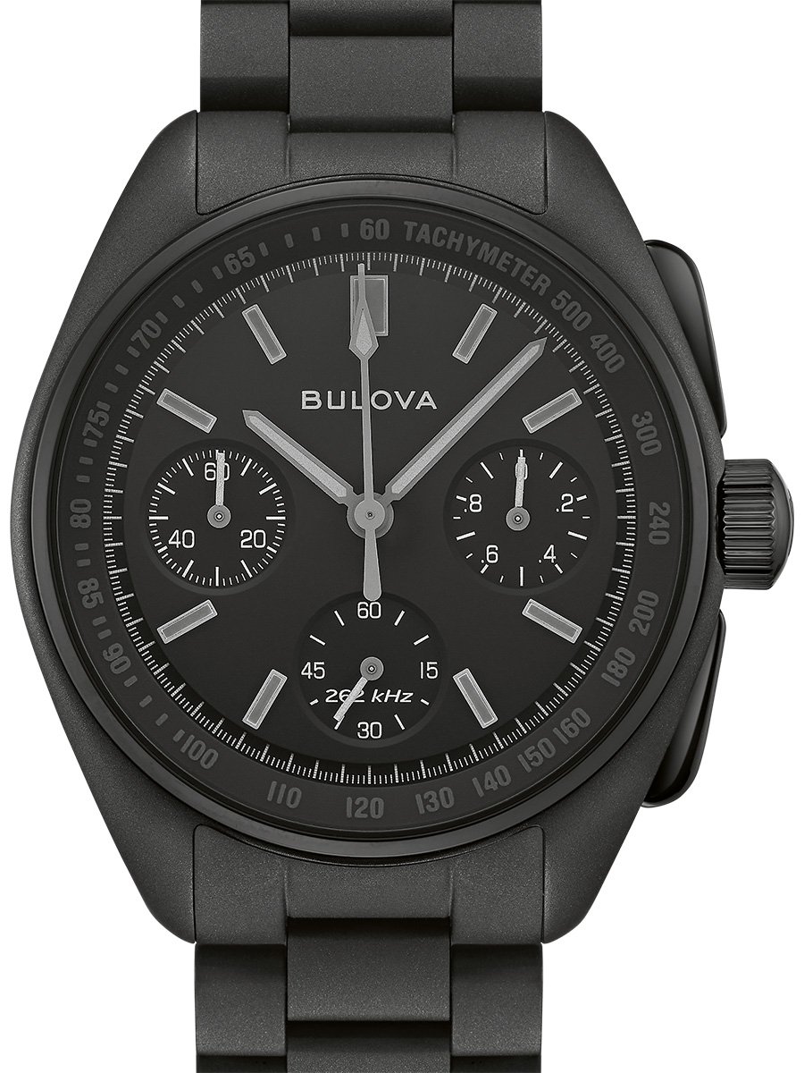 Bulova Lunar Pilot Black Hole: Frontansicht schwarze Uhr