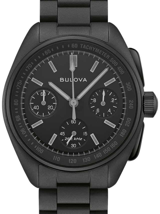 Bulova Lunar Pilot Black Hole: Frontansicht schwarze Uhr