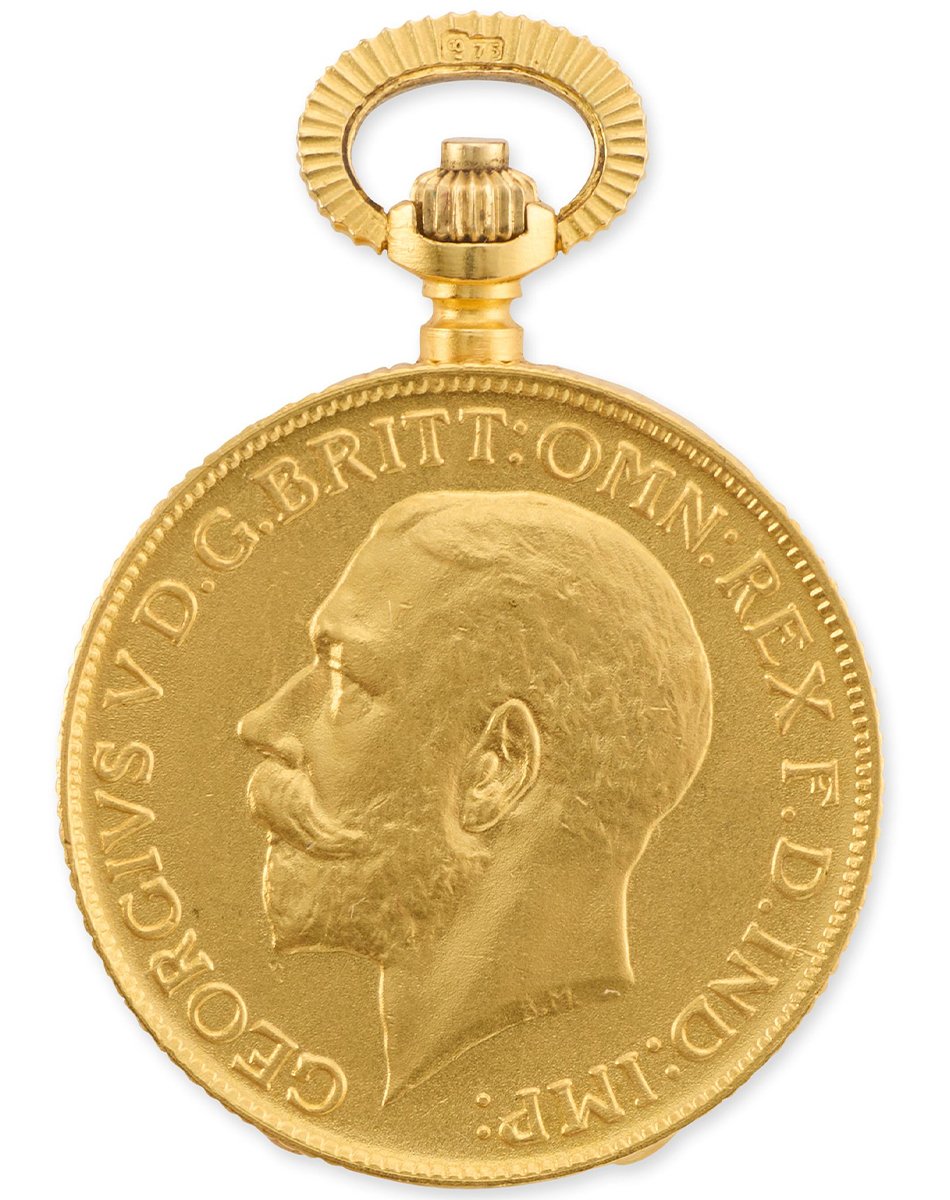 18K Gold Full Hunter Taschenuhr mit 15K Goldkette (1911), Taschenuhr mit Goldmünze