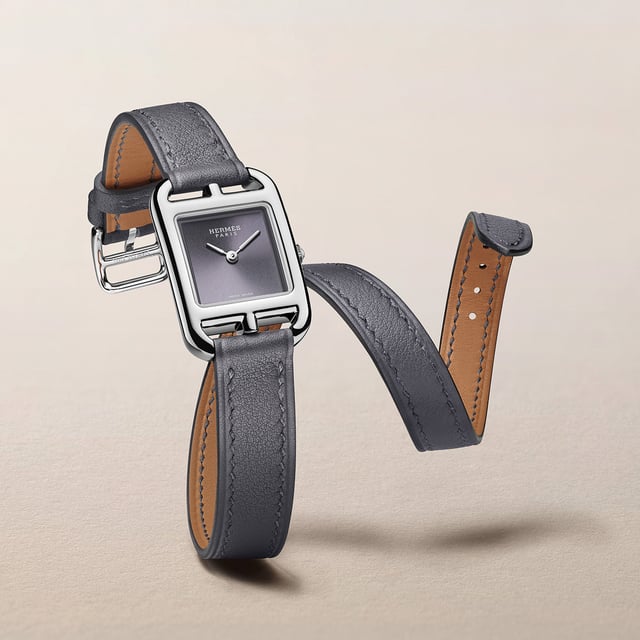 Hermès Cape Cod, Edestahl-Uhr mit Zifferblatt in Schiefergrau