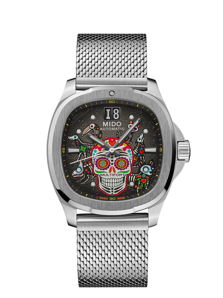 Mido Multifort TV Big Date Día de los Muertos Alebrijes Special Edition: Frontansicht Uhr